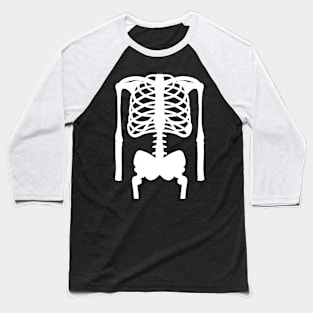 White Skeleton Bones Halloween Baseball T-Shirt